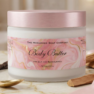 Cosmetics Jar Label Delicate Pink & Gold