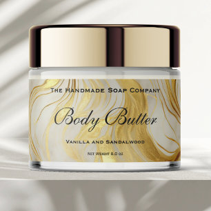 Cosmetics Jar Label - Ivory Marble and Gold