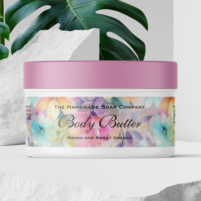 Cosmetics Jar Label - Multicolored Pastel Florals (Creator Uploaded)