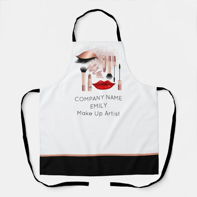 Cosmetics Make Up Artist Company Name Rose Gold  Apron (Front)