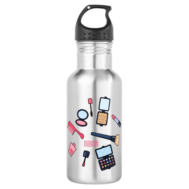 Cosmetics / make-up cartoon illustration 532 ml water bottle (Front)