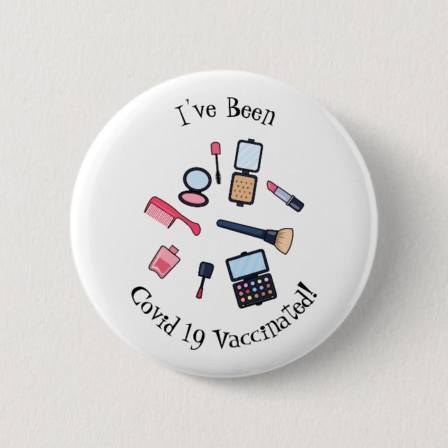 Cosmetics / make-up cartoon illustration 6 cm round badge (Front)