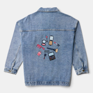 Cosmetics / make-up cartoon illustration denim jacket