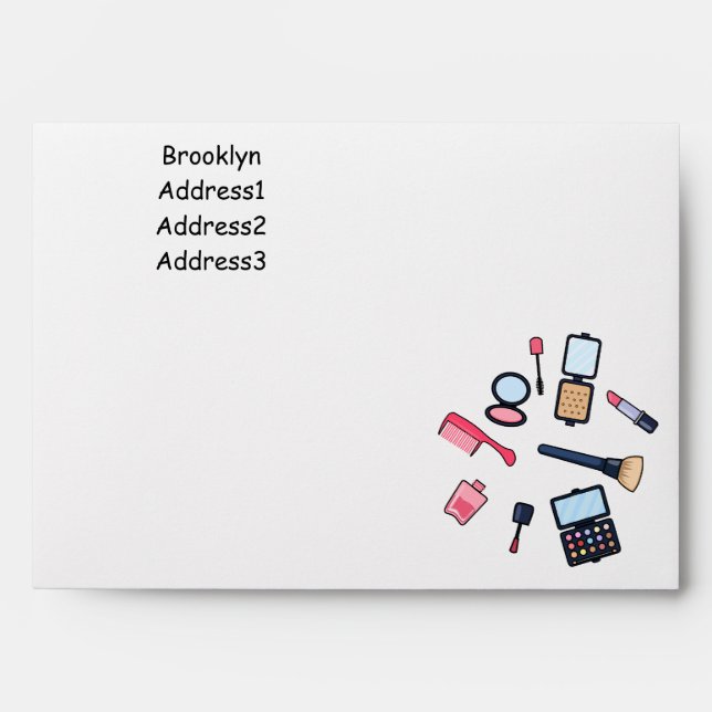 Cosmetics / make-up cartoon illustration envelope (Front)