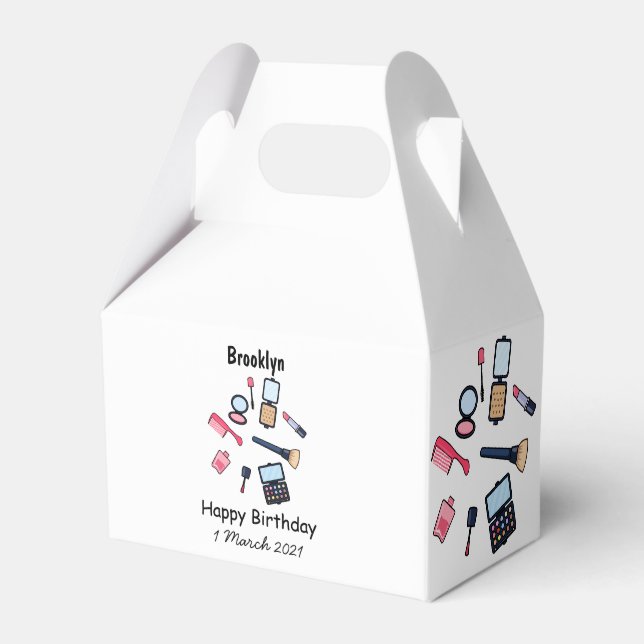 Cosmetics / make-up cartoon illustration favour box (Front Side)