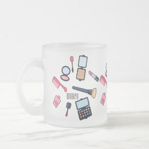 Cosmetics / make-up cartoon illustration frosted glass coffee mug