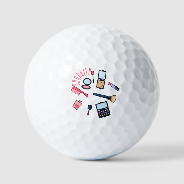 Cosmetics / make-up cartoon illustration golf balls (Front)