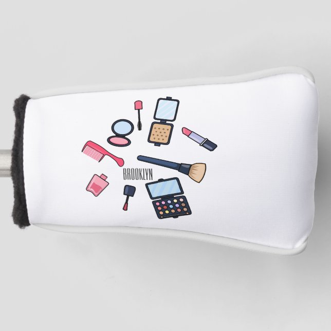 Cosmetics / make-up cartoon illustration golf head cover (Front)