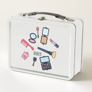Cosmetics / make-up cartoon illustration metal lunch box