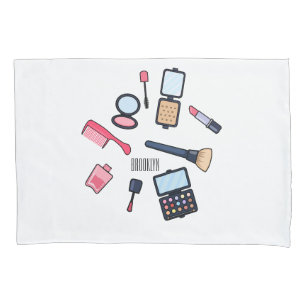 Cosmetics / make-up cartoon illustration pillowcase