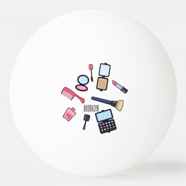 Cosmetics / make-up cartoon illustration ping pong ball (Front)