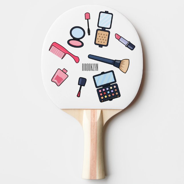 Cosmetics / make-up cartoon illustration ping pong paddle (Front)