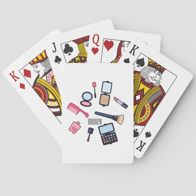Cosmetics / make-up cartoon illustration playing cards (Back)