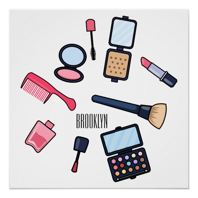 Cosmetics / make-up cartoon illustration poster (Front)