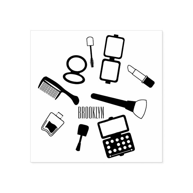 Cosmetics / make-up cartoon illustration rubber stamp (Imprint)