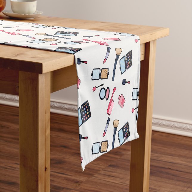 Cosmetics / make-up cartoon illustration short table runner (In Situ)