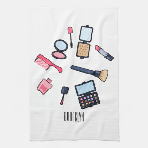Cosmetics / make-up cartoon illustration tea towel