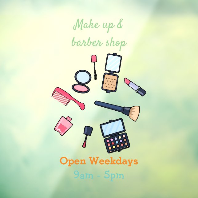 Cosmetics / make-up cartoon illustration window cling (Sheet 3)