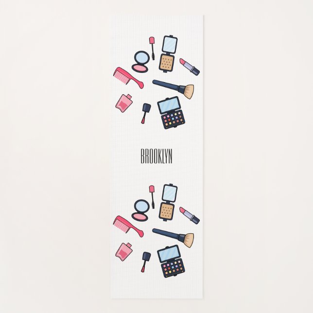 Cosmetics / make-up cartoon illustration yoga mat (Front)