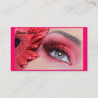cosmetics makeup artist peach flower business card