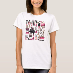 Cosmetics Makeup Brushes Nailpolish Lipstick T-Shirt