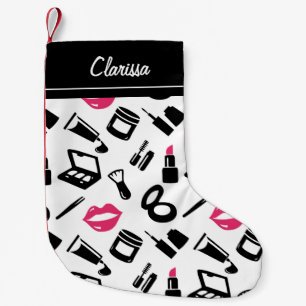 Cosmetics Pattern Custom Name Small Christmas Stocking