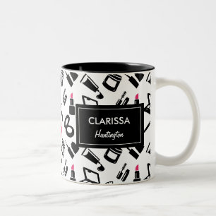 Cosmetics Pattern Custom Name Two-Tone Coffee Mug