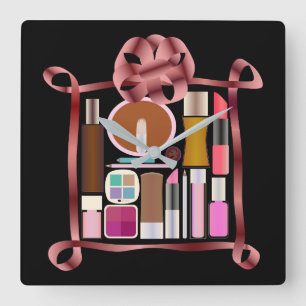 Cosmetics set square wall clock