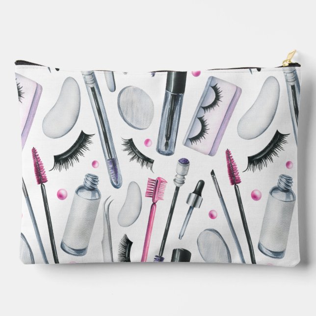  Cosmetics Watercolor Pattern Accessory Pouch (Back)