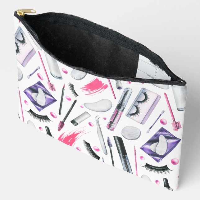  Cosmetics Watercolor Pattern Accessory Pouch (Open)