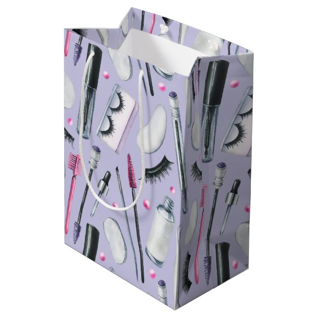  Cosmetics Watercolor Pattern Medium Gift Bag (Back Angled)