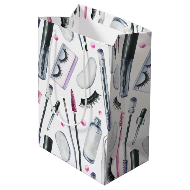  Cosmetics Watercolor Pattern Medium Gift Bag (Back Angled)