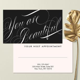 Cosmetologist  Elegant Black Beauty Appointment Card