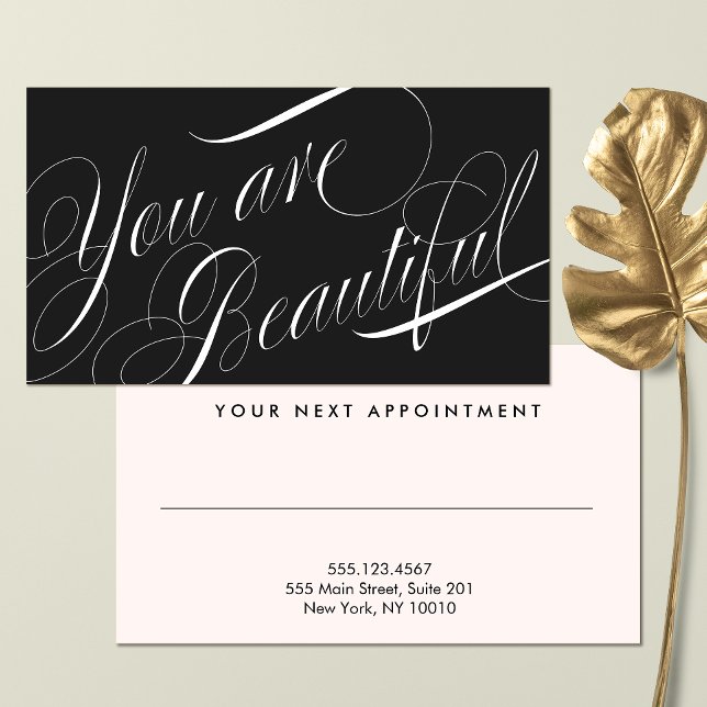 Cosmetologist  Elegant Black Beauty Appointment Card (Creator Uploaded)