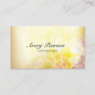 Cosmetologist Elegant Pastel Yellow Flowers Business Card