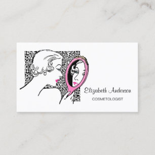 Cosmetologist Leopard Print Retro Mod Woman Salon Business Card