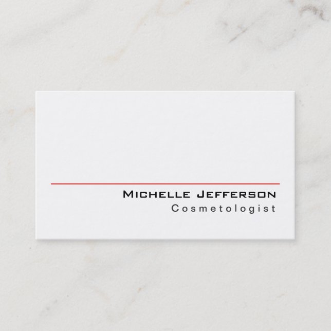 Cosmetologist Red Black White Business Card (Front)