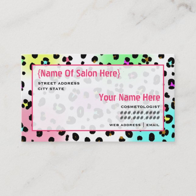 Cosmetologist Salon Appointment Neon Leopard Print (Front)