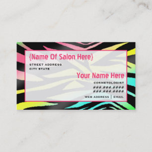 Cosmetologist Salon Appointment Neon Zebra Print Card