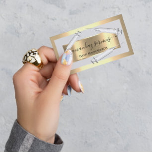 Cosmetologist Syringe Botox B12 QRCode Grey Gold Business Card