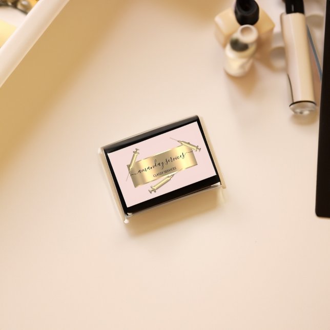 Cosmetologist Syringe Botox B12 QRCode Pink Business Card (Cosmetologist Syringe Botox B12 QRCode Pink Business Card)