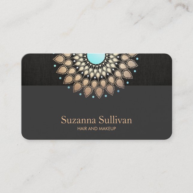 Cosmetology Beauty Salon Gold Mandala Art Business Card (Front)