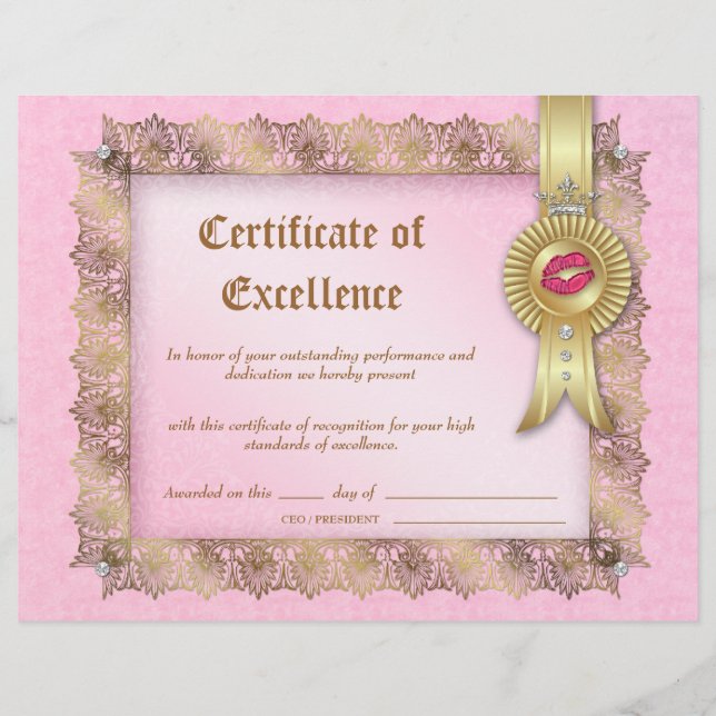 Cosmetology Certificate of Excellence Diploma (Front)