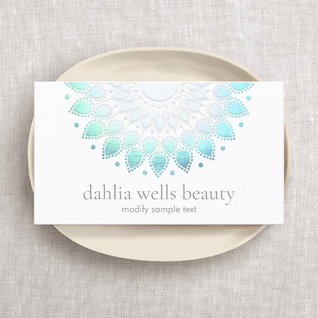 Cosmetology Elegant Blue  Floral Business Card (Creator Uploaded)