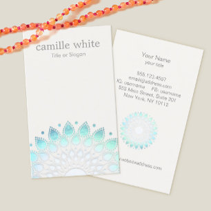 Cosmetology Elegant Circle Light Blue Off-White Business Card
