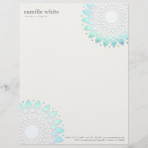 Cosmetology Elegant Circle Light Blue Off-White Personalised Letterhead