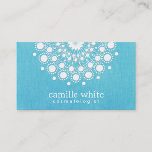 Cosmetology Elegant Circle Motif Turquoise Blue Business Card
