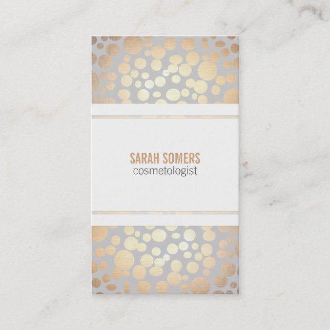 Cosmetology Faux Gold Leaf Light Grey Business Card (Front)
