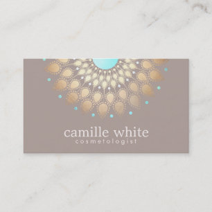 Cosmetology Gold Ornate Motif Taupe Mauve Business Card