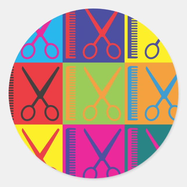 Cosmetology Pop Art Classic Round Sticker (Front)
